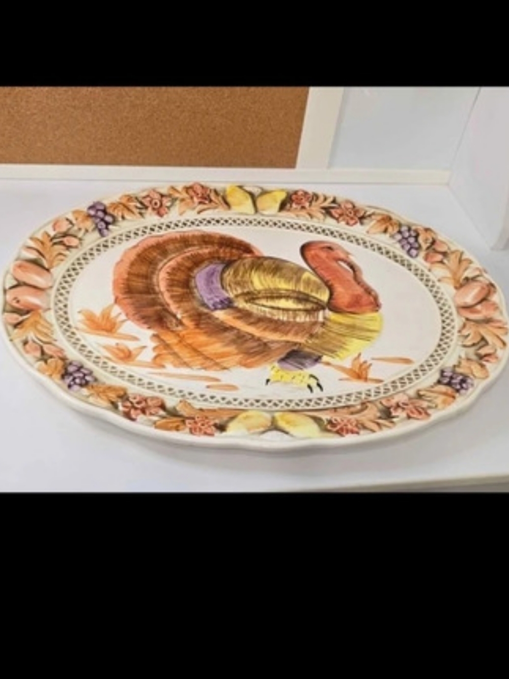 Turkey Serving Platter - White & Orange